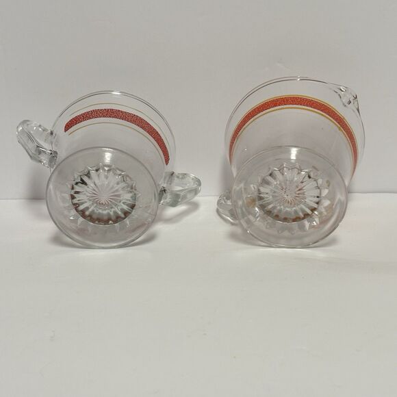 1940's KENT Glass Vacuum Coffee Cream & Sugar Red Frost Set Chicago - Picture 5 of 13